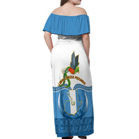 Guatemala Independence Day Off Shoulder Maxi Dress Guatemalan Coat of Arms Mix Maya Pattern - Wonder Print Shop