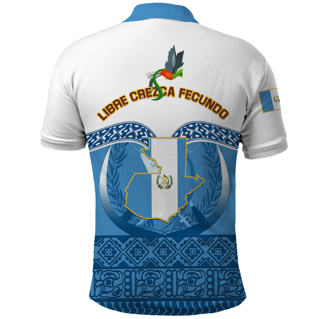 Guatemala Independence Day Polo Shirt Guatemalan Coat of Arms Mix Maya Pattern - Wonder Print Shop
