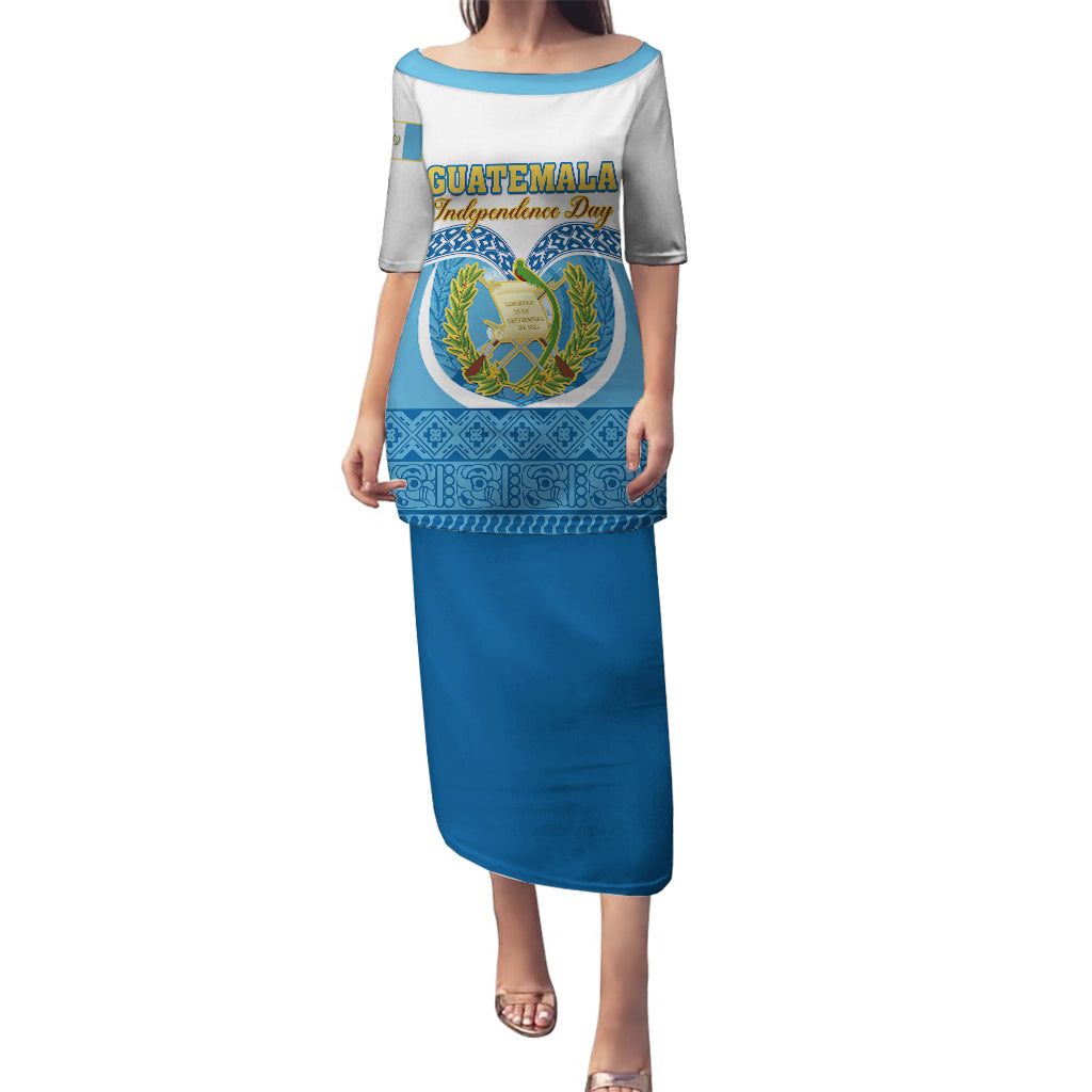 Guatemala Independence Day Puletasi Guatemalan Coat of Arms Mix Maya Pattern - Wonder Print Shop