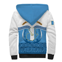 Guatemala Independence Day Sherpa Hoodie Guatemalan Coat of Arms Mix Maya Pattern - Wonder Print Shop