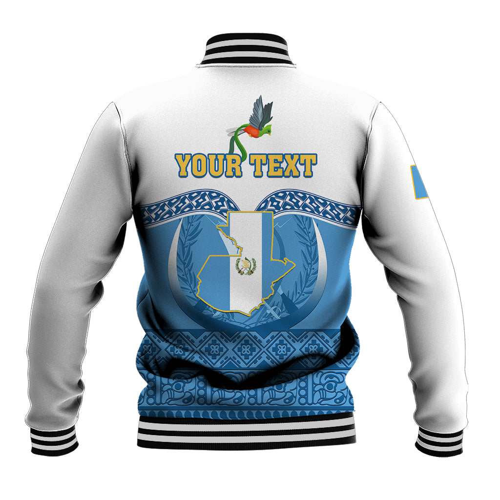 Personalised Guatemala Independence Day Baseball Jacket Guatemalan Coat of Arms Mix Maya Pattern - Wonder Print Shop