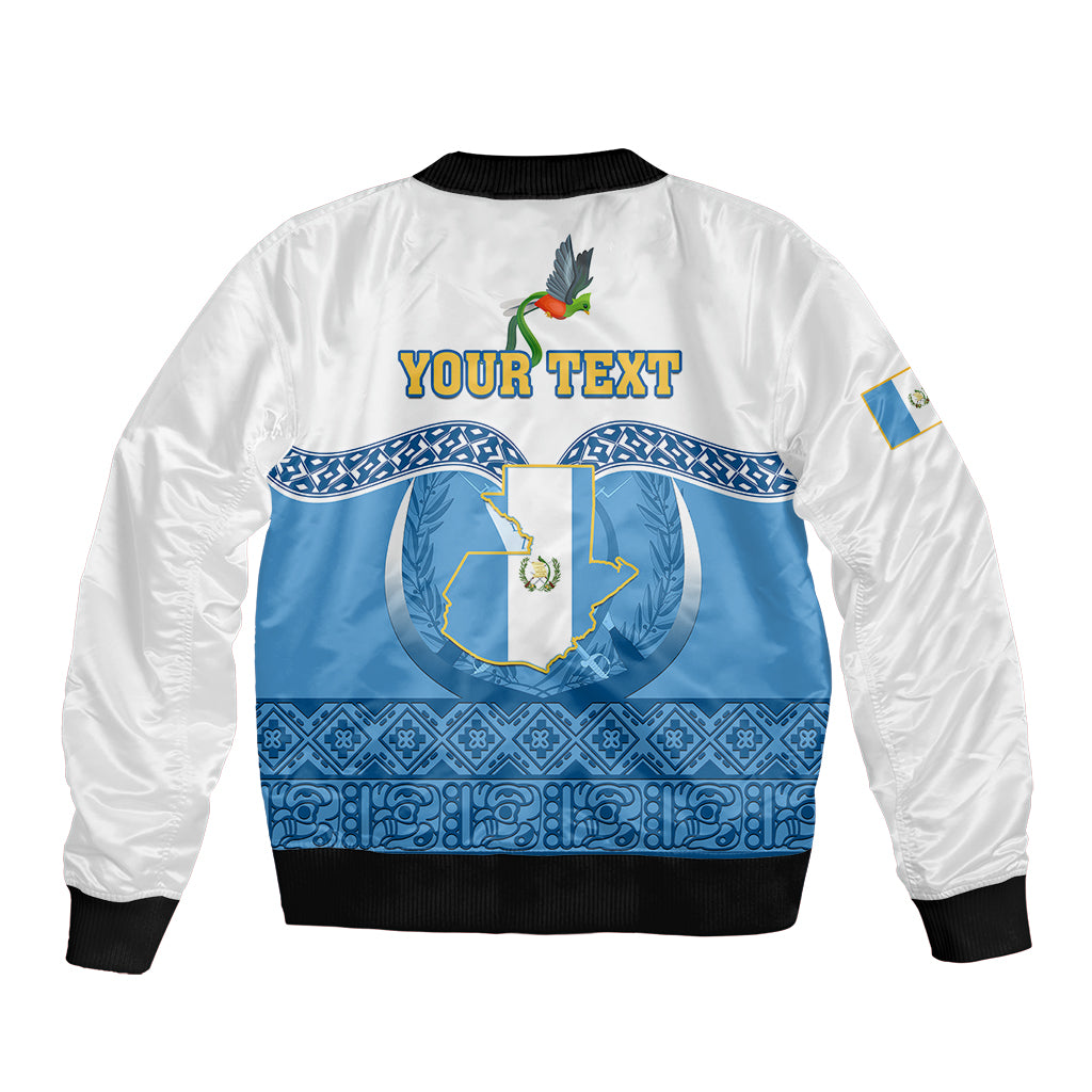 Personalised Guatemala Independence Day Bomber Jacket Guatemalan Coat of Arms Mix Maya Pattern - Wonder Print Shop