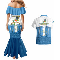 Personalised Guatemala Independence Day Couples Matching Mermaid Dress and Hawaiian Shirt Guatemalan Coat of Arms Mix Maya Pattern - Wonder Print Shop
