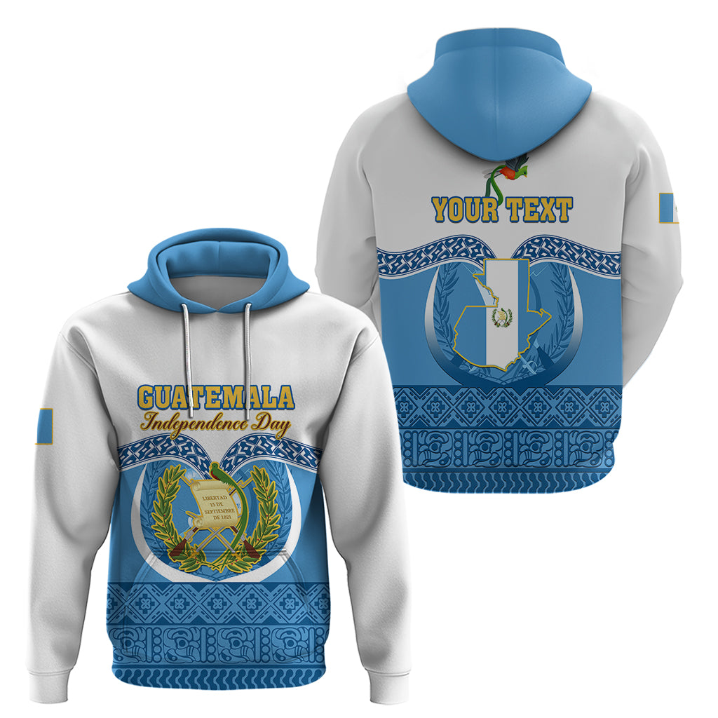 Personalised Guatemala Independence Day Hoodie Guatemalan Coat of Arms Mix Maya Pattern - Wonder Print Shop