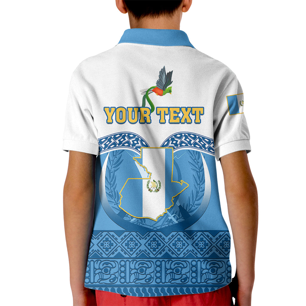 Personalised Guatemala Independence Day Kid Polo Shirt Guatemalan Coat of Arms Mix Maya Pattern - Wonder Print Shop