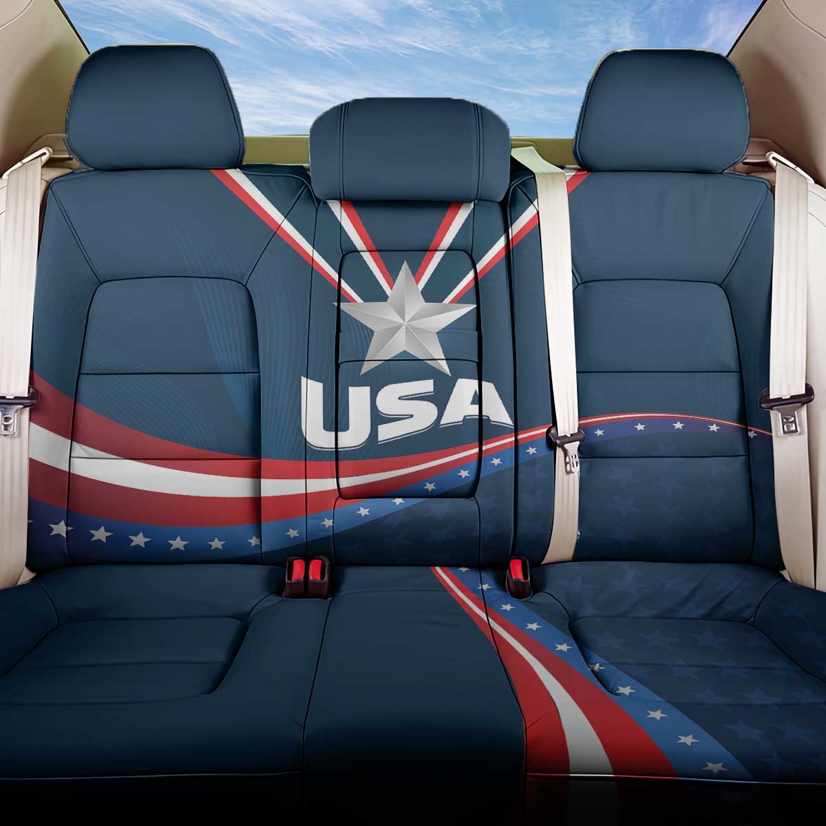 USA Star Medal Back Car Seat Cover United States of America Champion - Wonder Print Shop