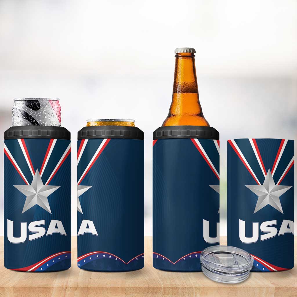 USA Star Medal 4 in 1 Can Cooler Tumbler United States of America Champion - Wonder Print Shop