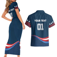 Custom USA Star Medal Couples Matching Short Sleeve Bodycon Dress and Hawaiian Shirt United States of America Champion - Wonder Print Shop