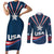 Custom USA Star Medal Couples Matching Short Sleeve Bodycon Dress and Long Sleeve Button Shirt United States of America Champion - Wonder Print Shop