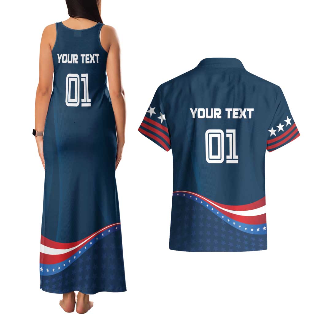 Custom USA Star Medal Couples Matching Tank Maxi Dress and Hawaiian Shirt United States of America Champion - Wonder Print Shop