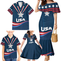 Custom USA Star Medal Family Matching Mermaid Dress and Hawaiian Shirt United States of America Champion - Wonder Print Shop
