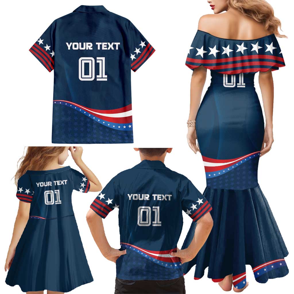 Custom USA Star Medal Family Matching Mermaid Dress and Hawaiian Shirt United States of America Champion - Wonder Print Shop