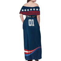 Custom USA Star Medal Family Matching Off Shoulder Maxi Dress and Hawaiian Shirt United States of America Champion - Wonder Print Shop