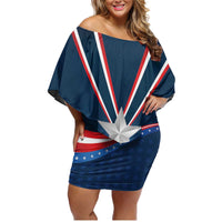 Custom USA Star Medal Family Matching Off Shoulder Short Dress and Hawaiian Shirt United States of America Champion - Wonder Print Shop