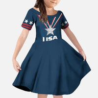 Custom USA Star Medal Family Matching Short Sleeve Bodycon Dress and Hawaiian Shirt Team USA Champion - Wonder Print Shop