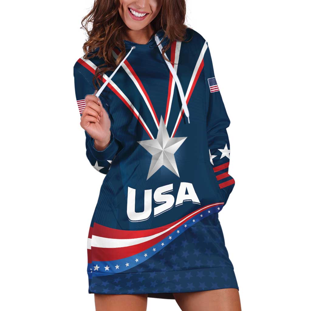 Custom USA Star Medal Hoodie Dress United States of America Champion - Wonder Print Shop
