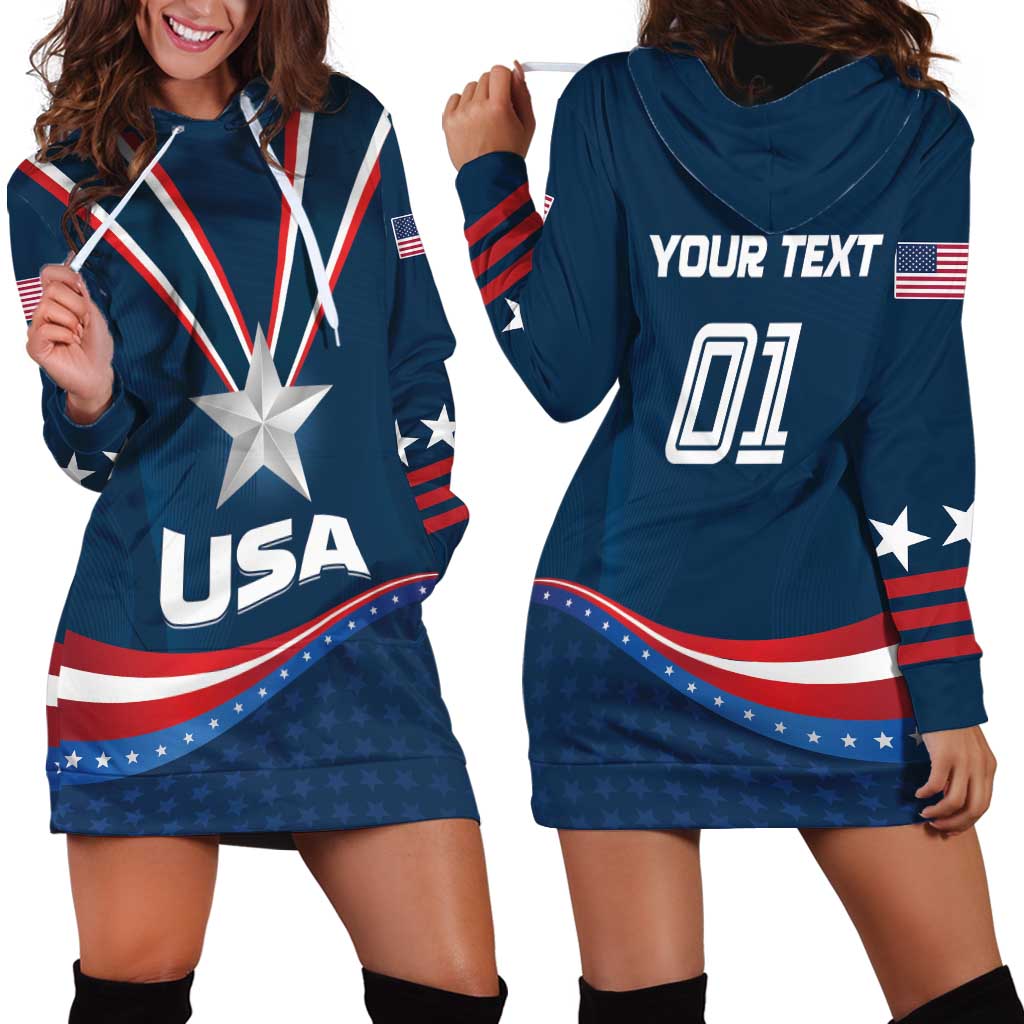 Custom USA Star Medal Hoodie Dress United States of America Champion - Wonder Print Shop