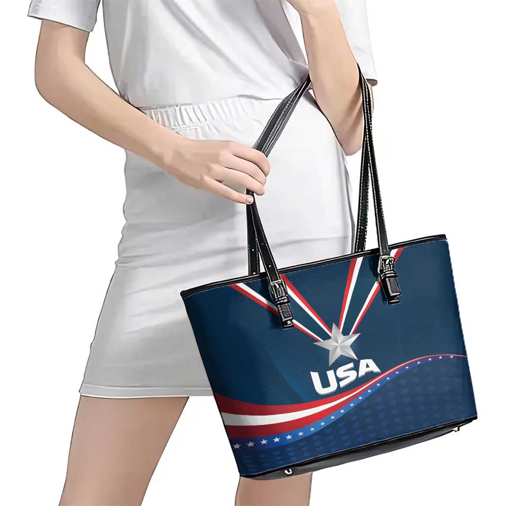 USA Star Medal Leather Tote Bag United States of America Champion - Wonder Print Shop