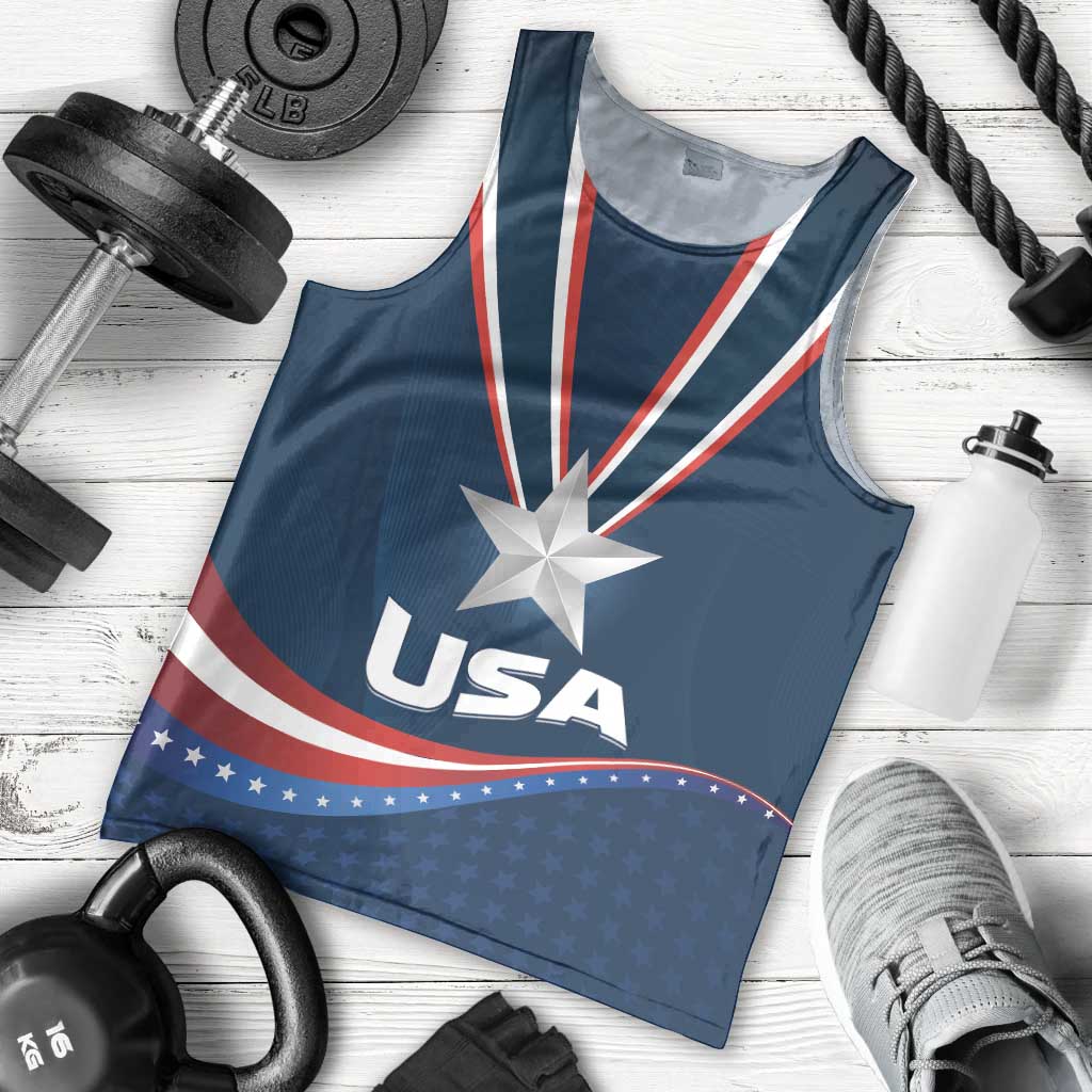 Custom USA Star Medal Men Tank Top United States of America Champion - Wonder Print Shop