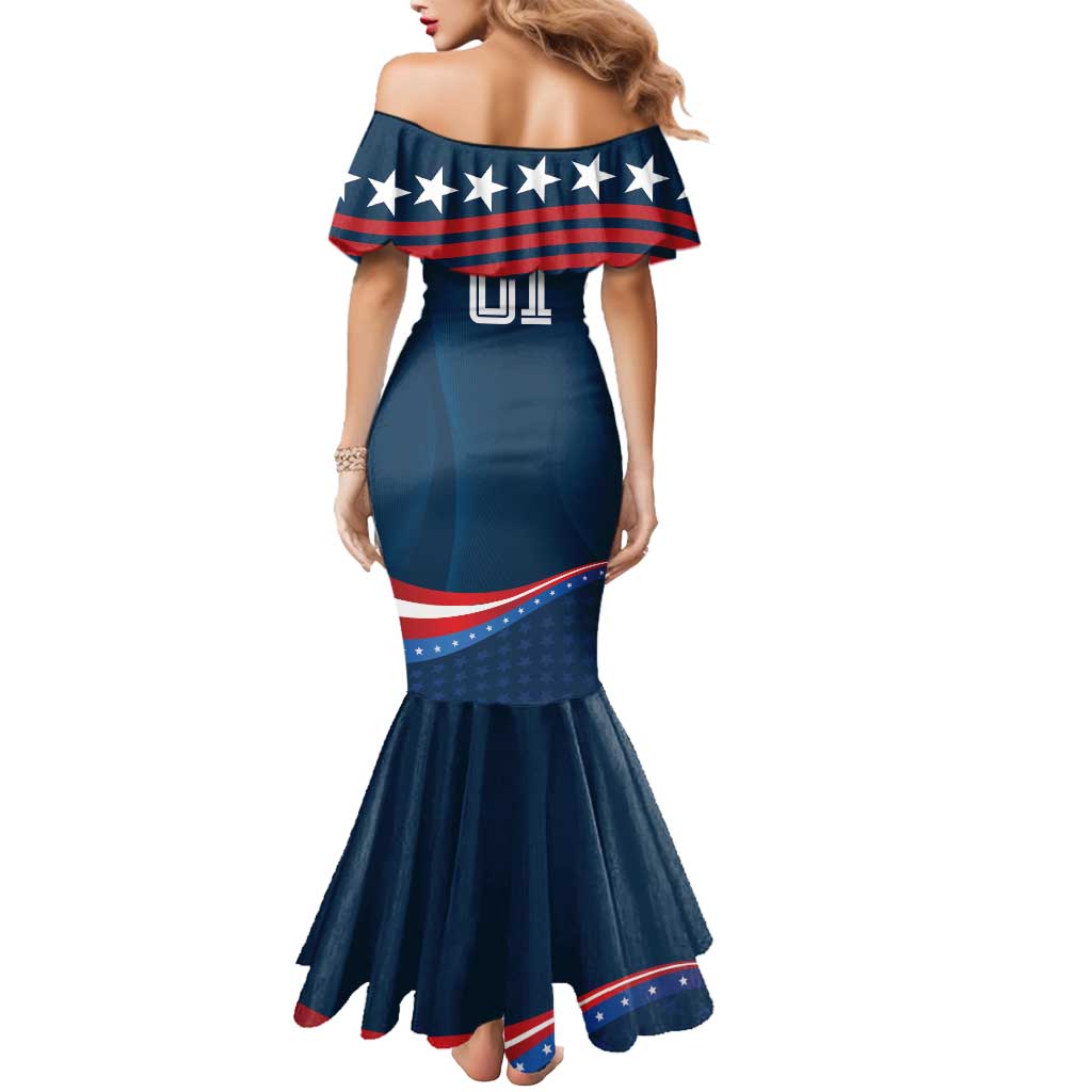 Custom USA Star Medal Mermaid Dress United States of America Champion - Wonder Print Shop