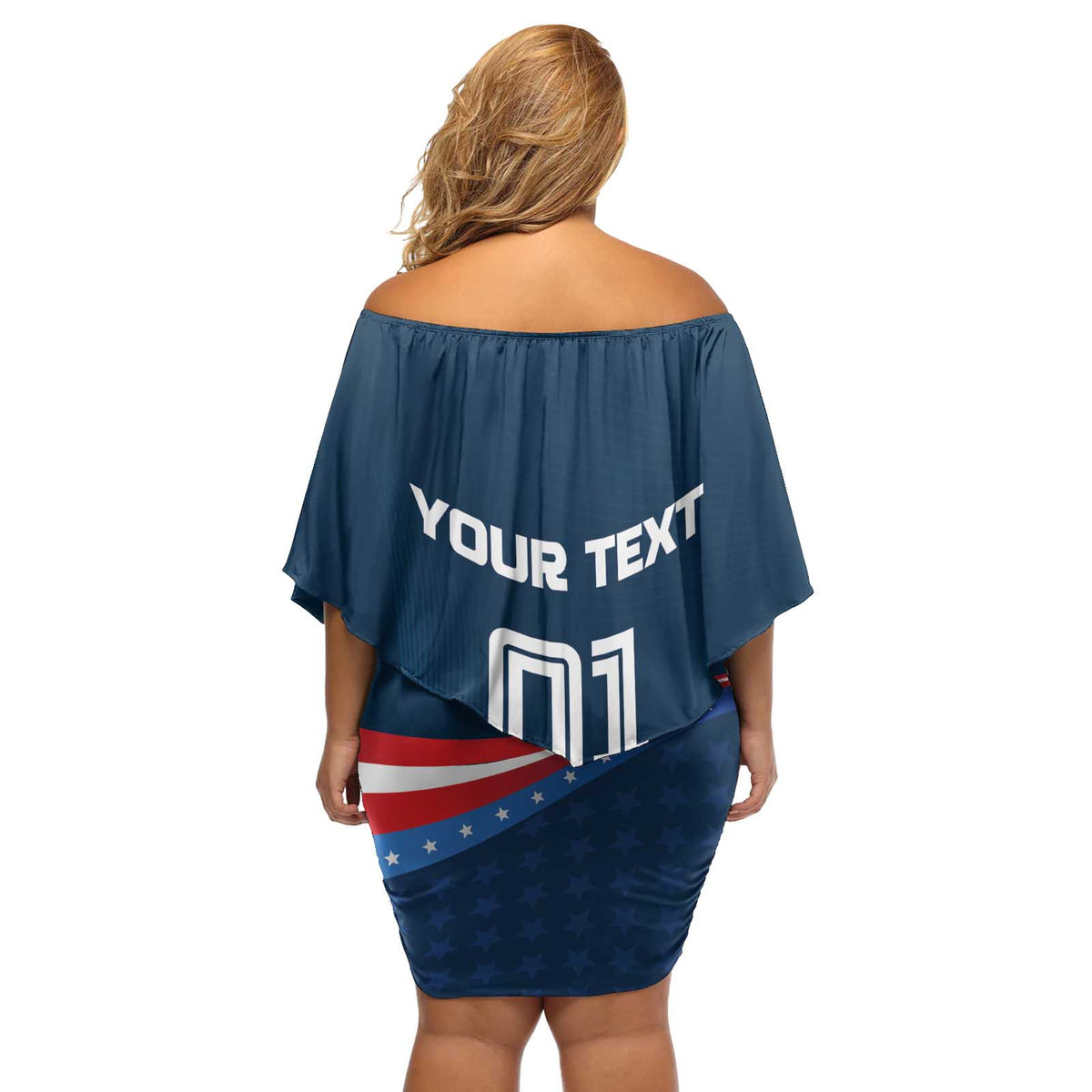 Custom USA Star Medal Off Shoulder Short Dress United States of America Champion - Wonder Print Shop