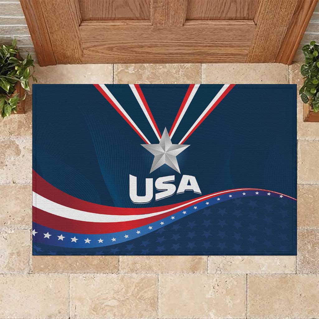 USA Star Medal Rubber Doormat United States of America Champion - Wonder Print Shop