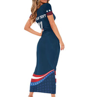 Custom USA Star Medal Short Sleeve Bodycon Dress United States of America Champion - Wonder Print Shop