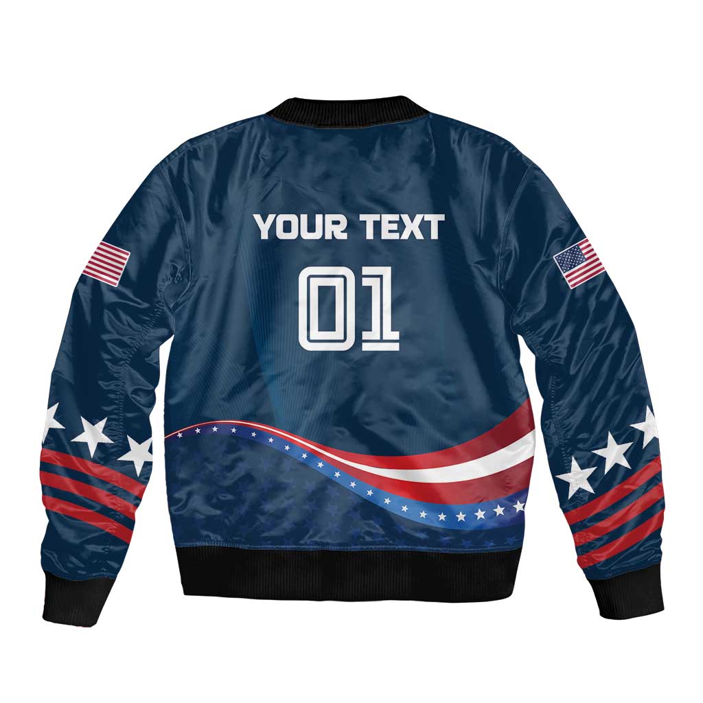 Custom USA Star Medal Sleeve Zip Bomber Jacket United States of America Champion - Wonder Print Shop