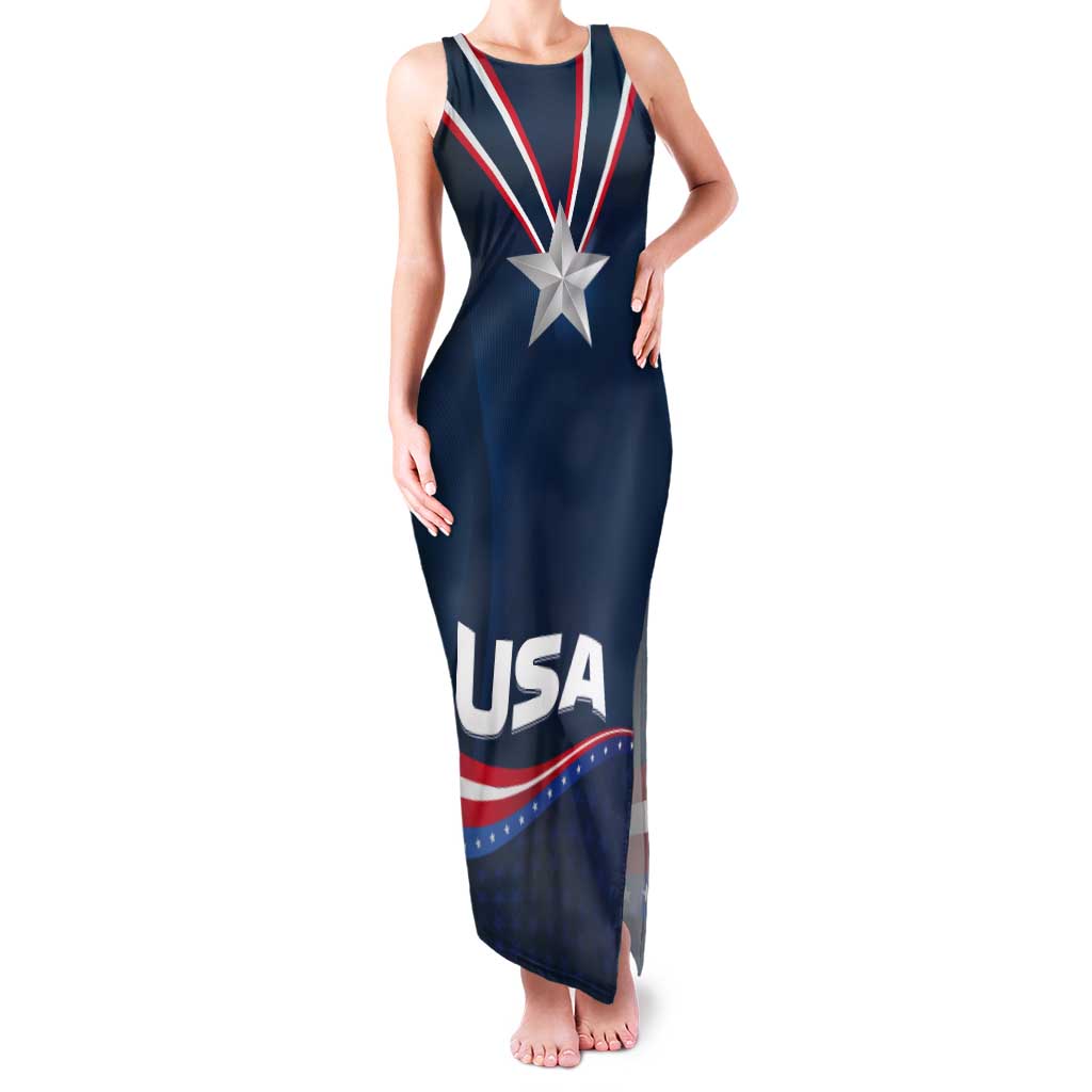Custom USA Star Medal Tank Maxi Dress United States of America Champion - Wonder Print Shop