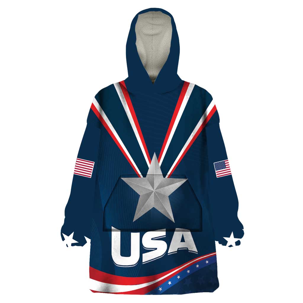 Custom USA Star Medal Wearable Blanket Hoodie United States of America Champion - Wonder Print Shop