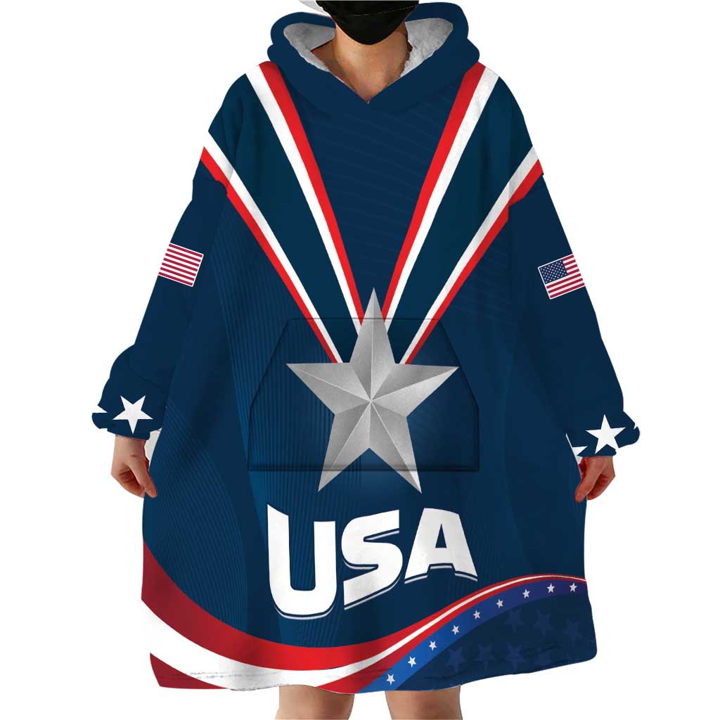 Custom USA Star Medal Wearable Blanket Hoodie United States of America Champion - Wonder Print Shop