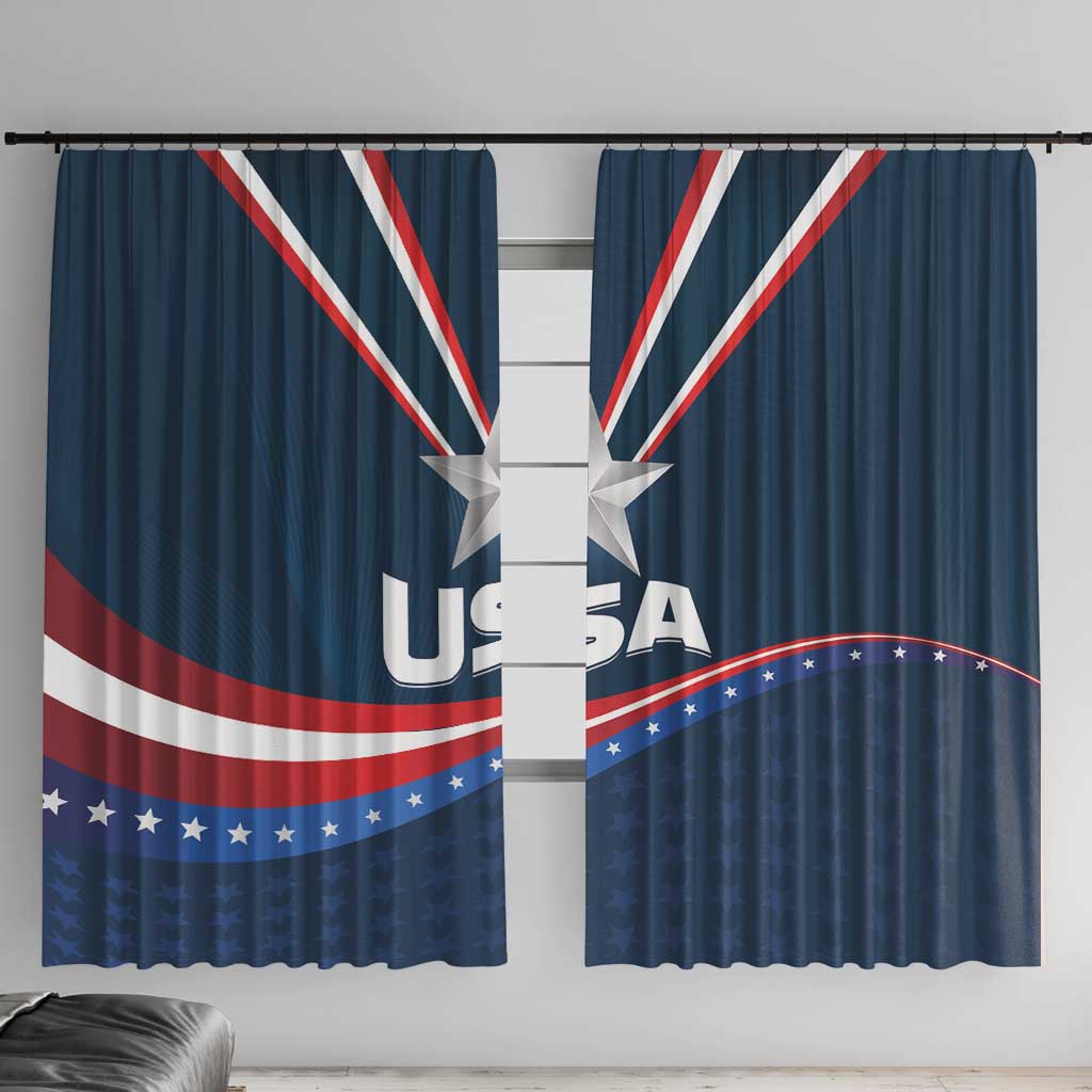 USA Star Medal Window Curtain United States of America Champion - Wonder Print Shop