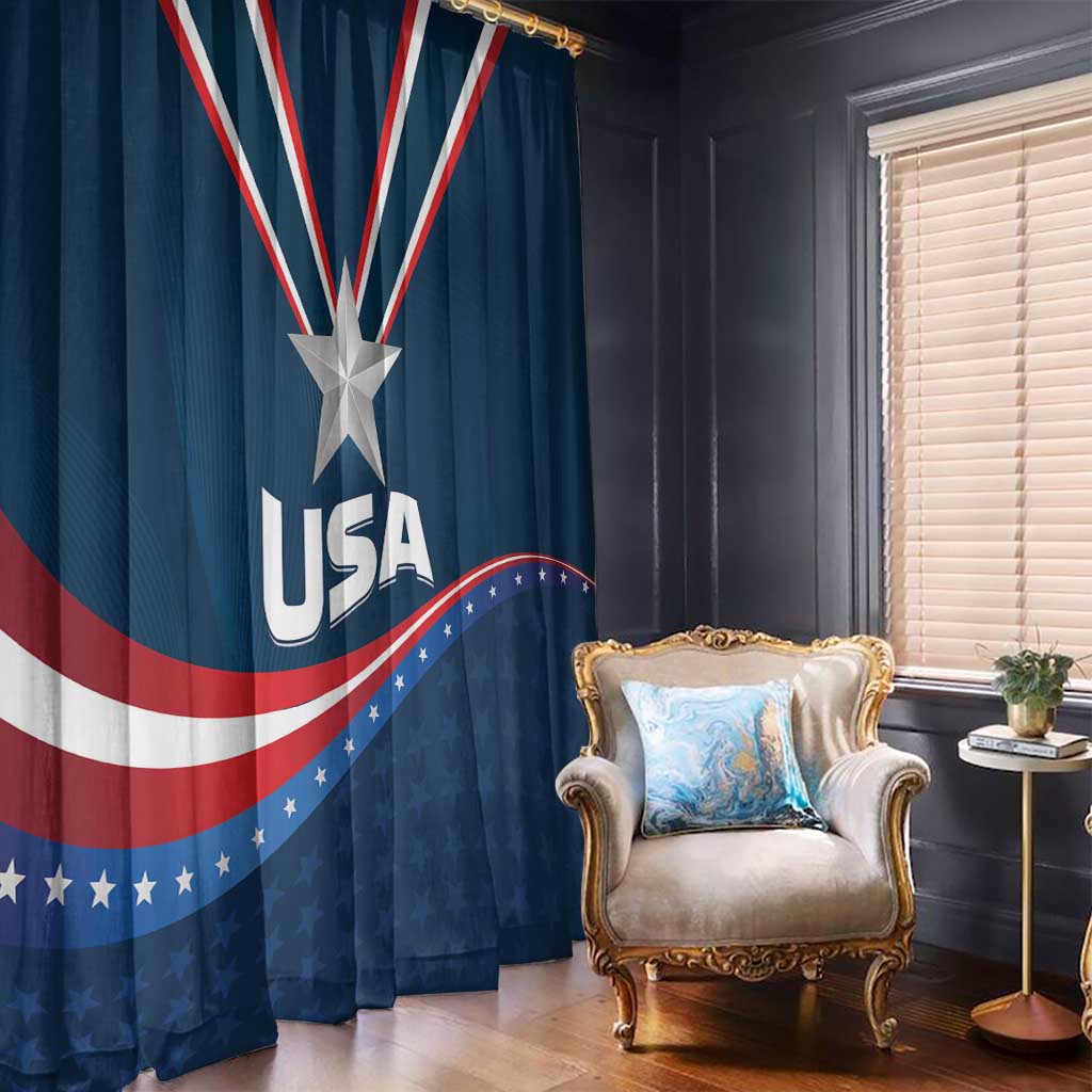 USA Star Medal Window Curtain United States of America Champion - Wonder Print Shop