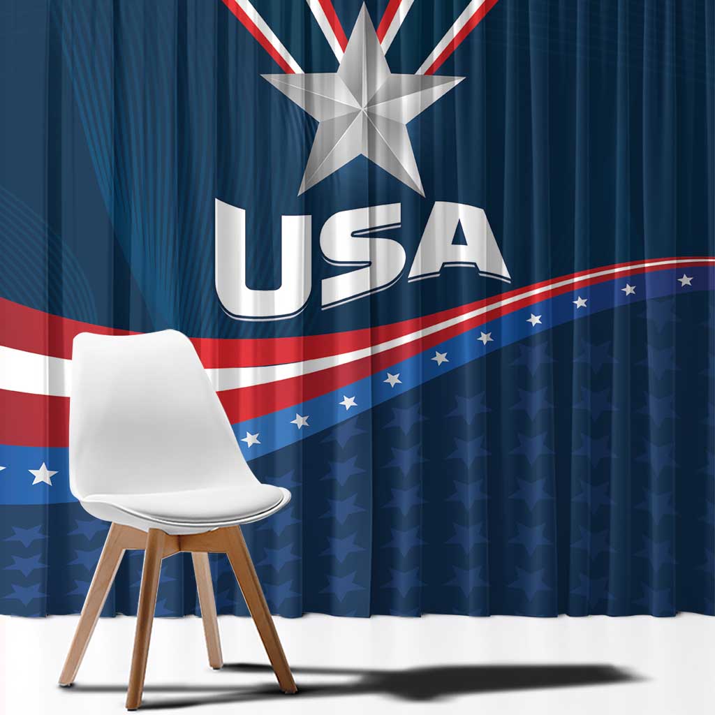 USA Star Medal Window Curtain United States of America Champion - Wonder Print Shop