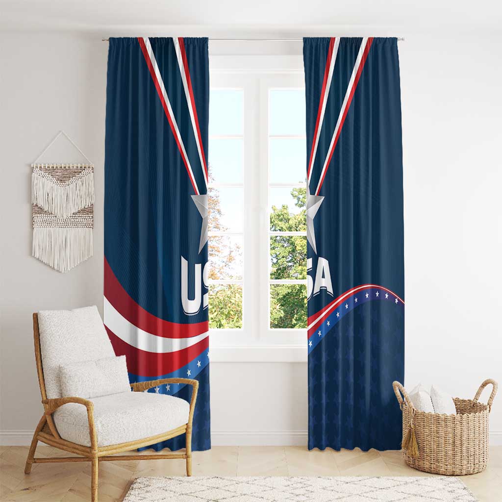 USA Star Medal Window Curtain United States of America Champion - Wonder Print Shop