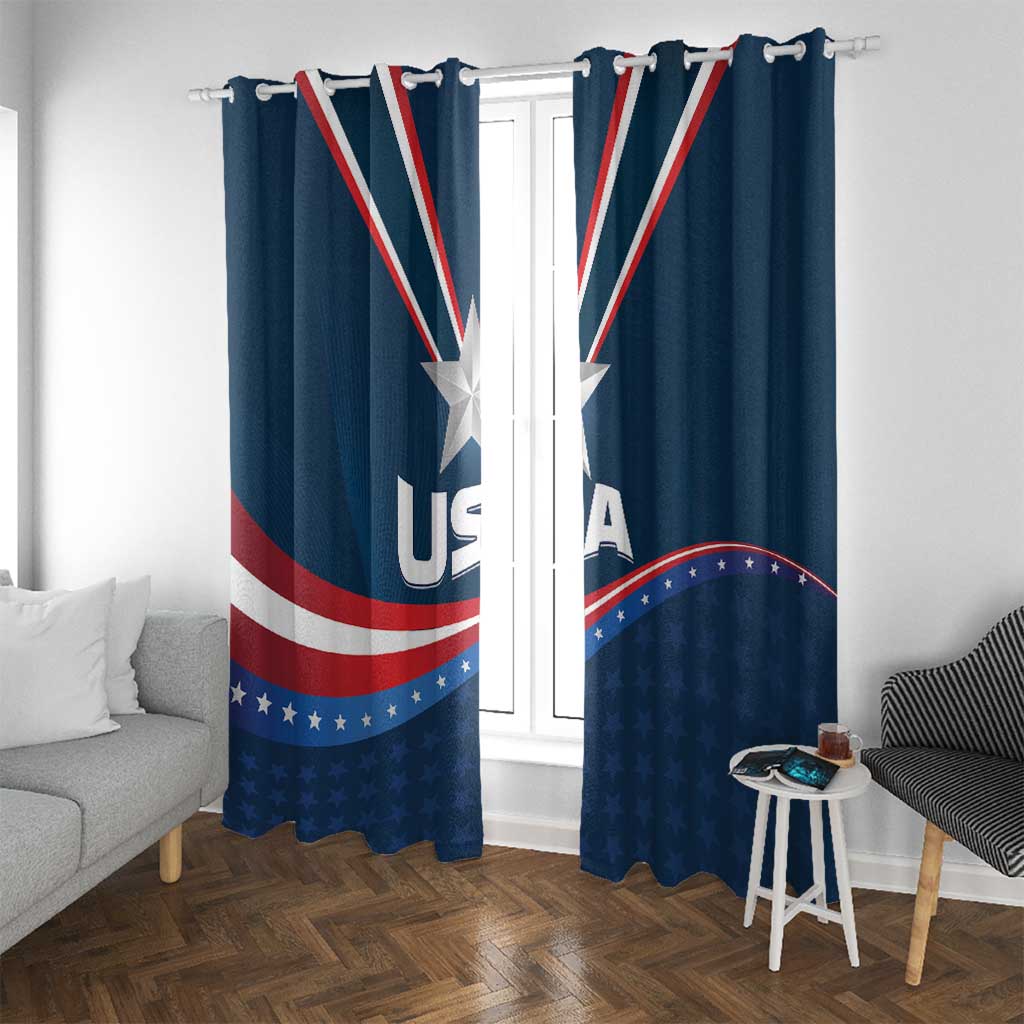 USA Star Medal Window Curtain United States of America Champion - Wonder Print Shop