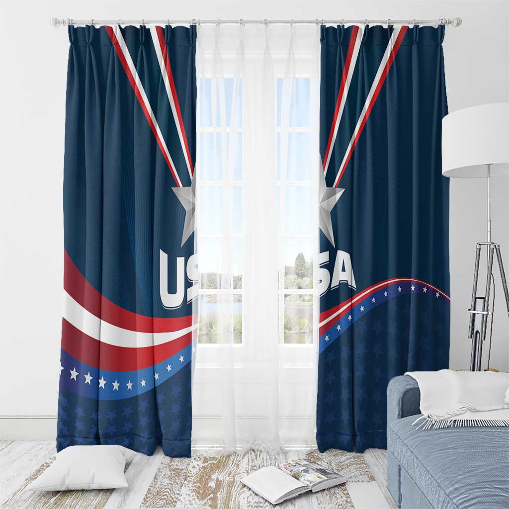 USA Star Medal Window Curtain United States of America Champion - Wonder Print Shop