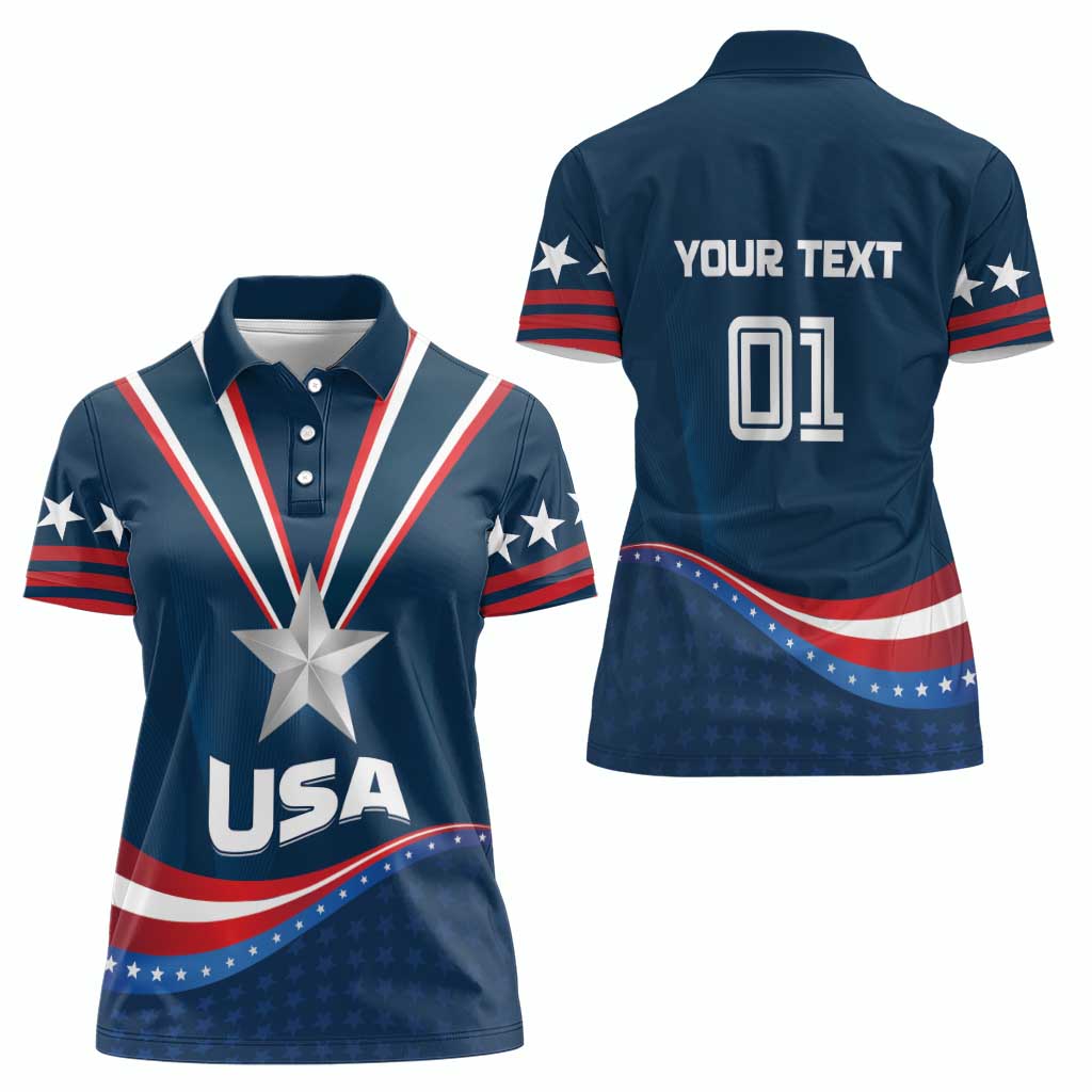 Custom USA Star Medal Women Polo Shirt United States of America Champion - Wonder Print Shop