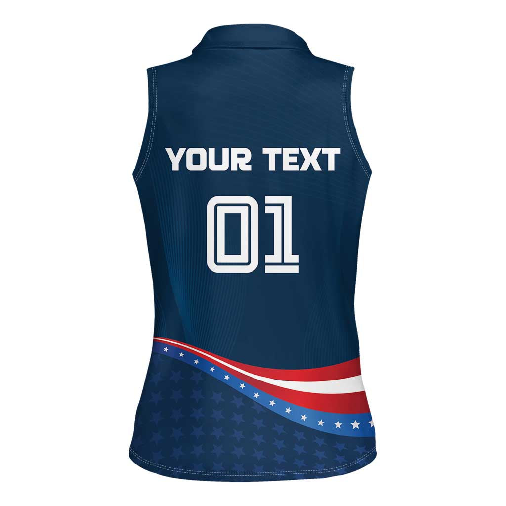 Custom USA Star Medal Women Sleeveless Polo Shirt United States of America Champion - Wonder Print Shop