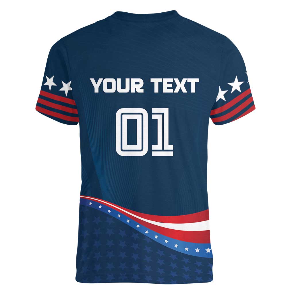 Custom USA Star Medal Women V-Neck T-Shirt United States of America Champion - Wonder Print Shop