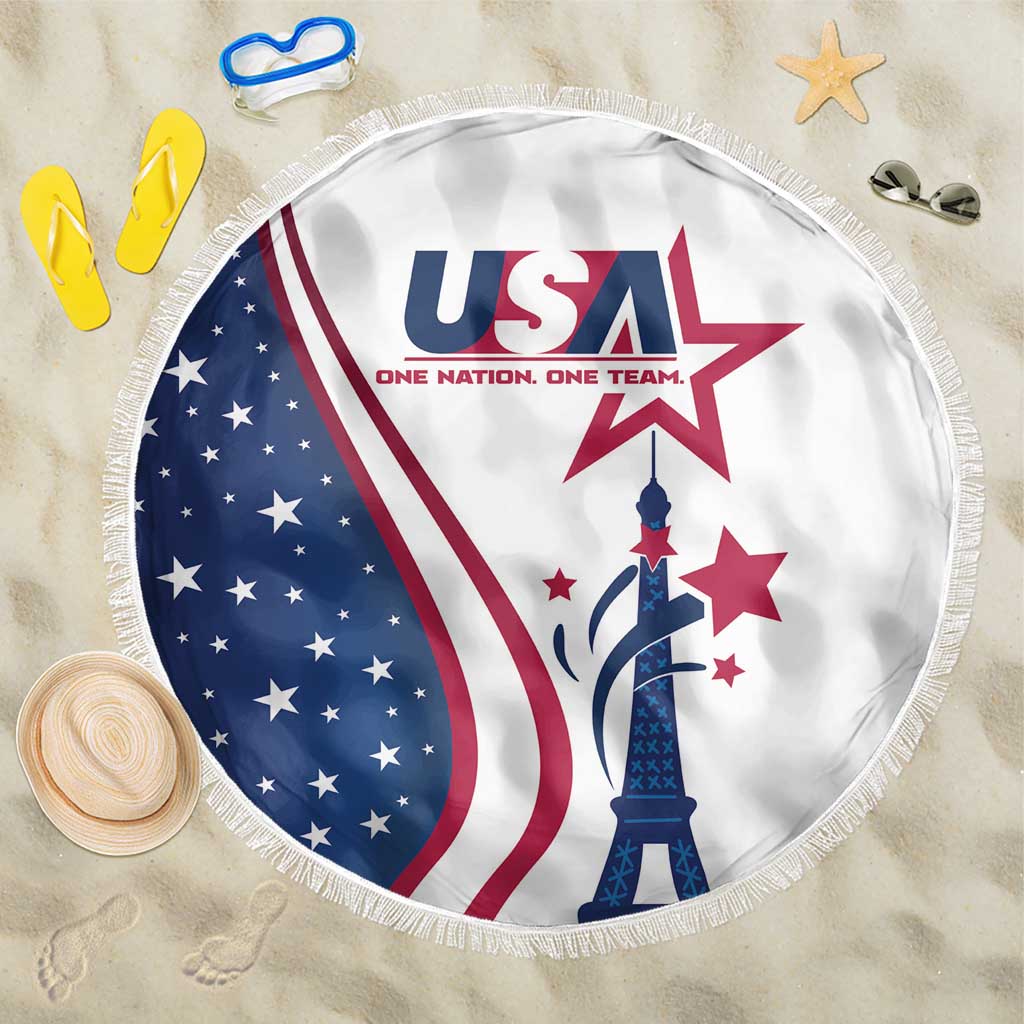 USA Eiffel Tower Beach Blanket One Nation One Team - Wonder Print Shop