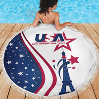 USA Eiffel Tower Beach Blanket One Nation One Team - Wonder Print Shop