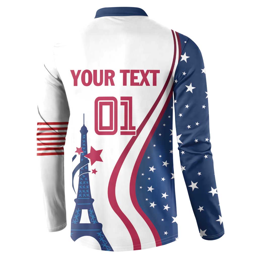 Custom USA Eiffel Tower Button Sweatshirt One Nation One Team - Wonder Print Shop