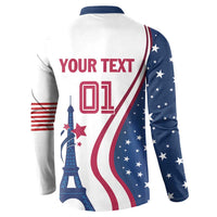 Custom USA Eiffel Tower Button Sweatshirt One Nation One Team - Wonder Print Shop