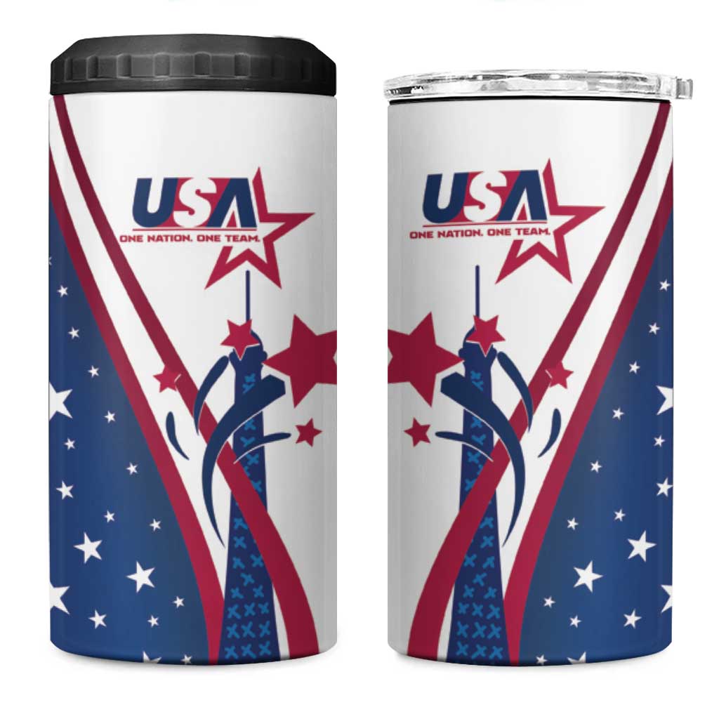 USA Eiffel Tower 4 in 1 Can Cooler Tumbler One Nation One Team - Wonder Print Shop