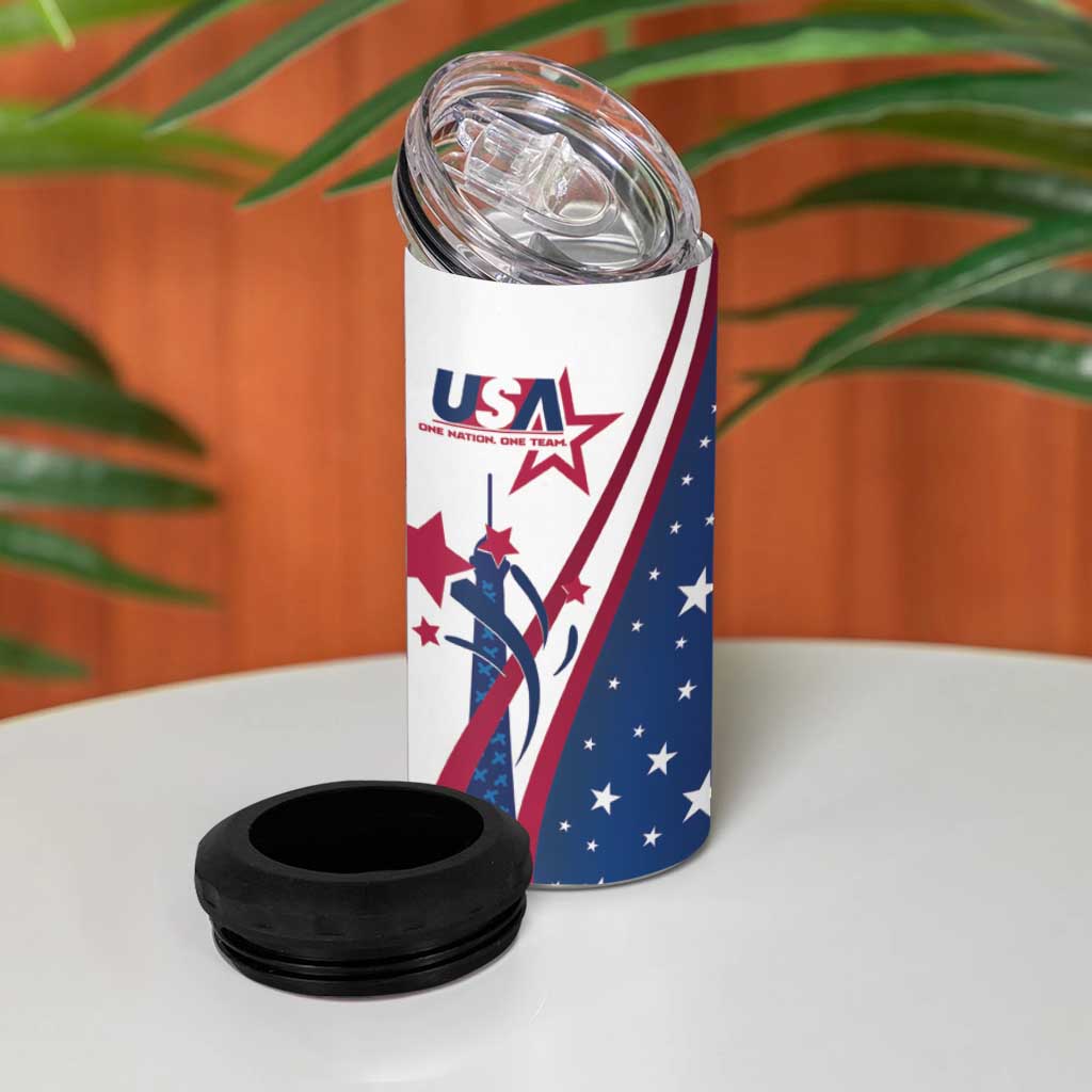 USA Eiffel Tower 4 in 1 Can Cooler Tumbler One Nation One Team - Wonder Print Shop