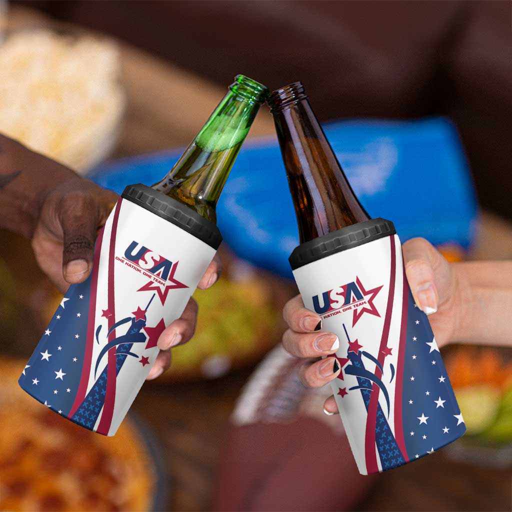 USA Eiffel Tower 4 in 1 Can Cooler Tumbler One Nation One Team - Wonder Print Shop