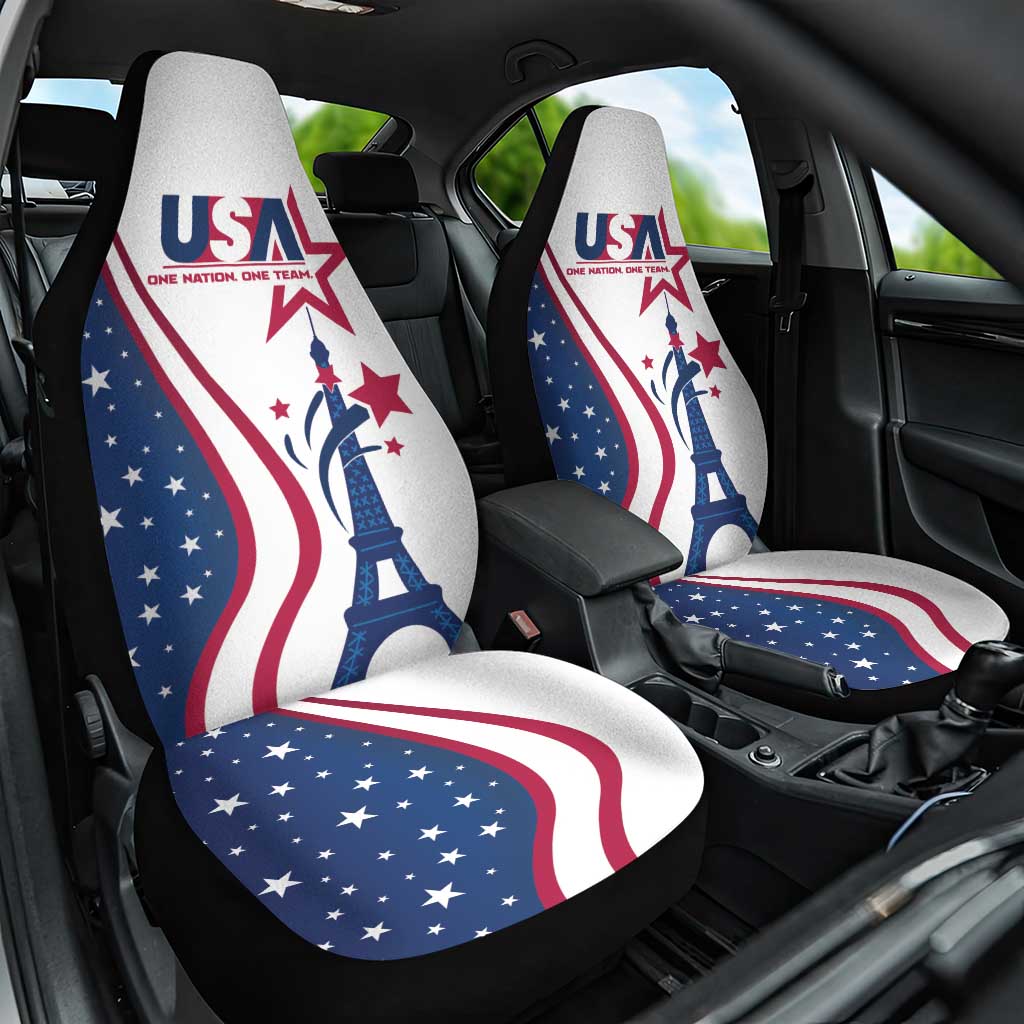 USA Eiffel Tower Car Seat Cover One Nation One Team - Wonder Print Shop