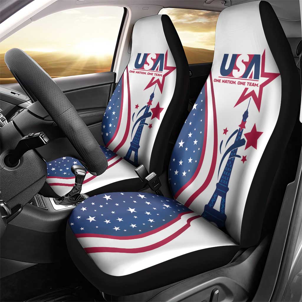 USA Eiffel Tower Car Seat Cover One Nation One Team - Wonder Print Shop