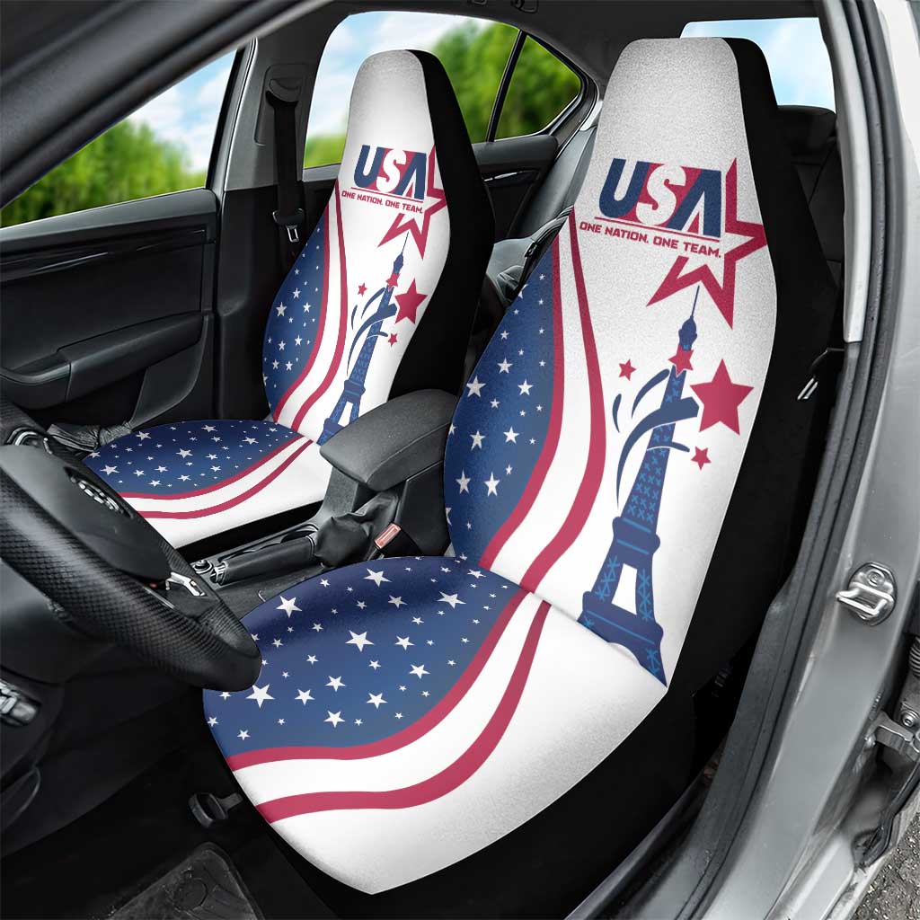USA Eiffel Tower Car Seat Cover One Nation One Team - Wonder Print Shop
